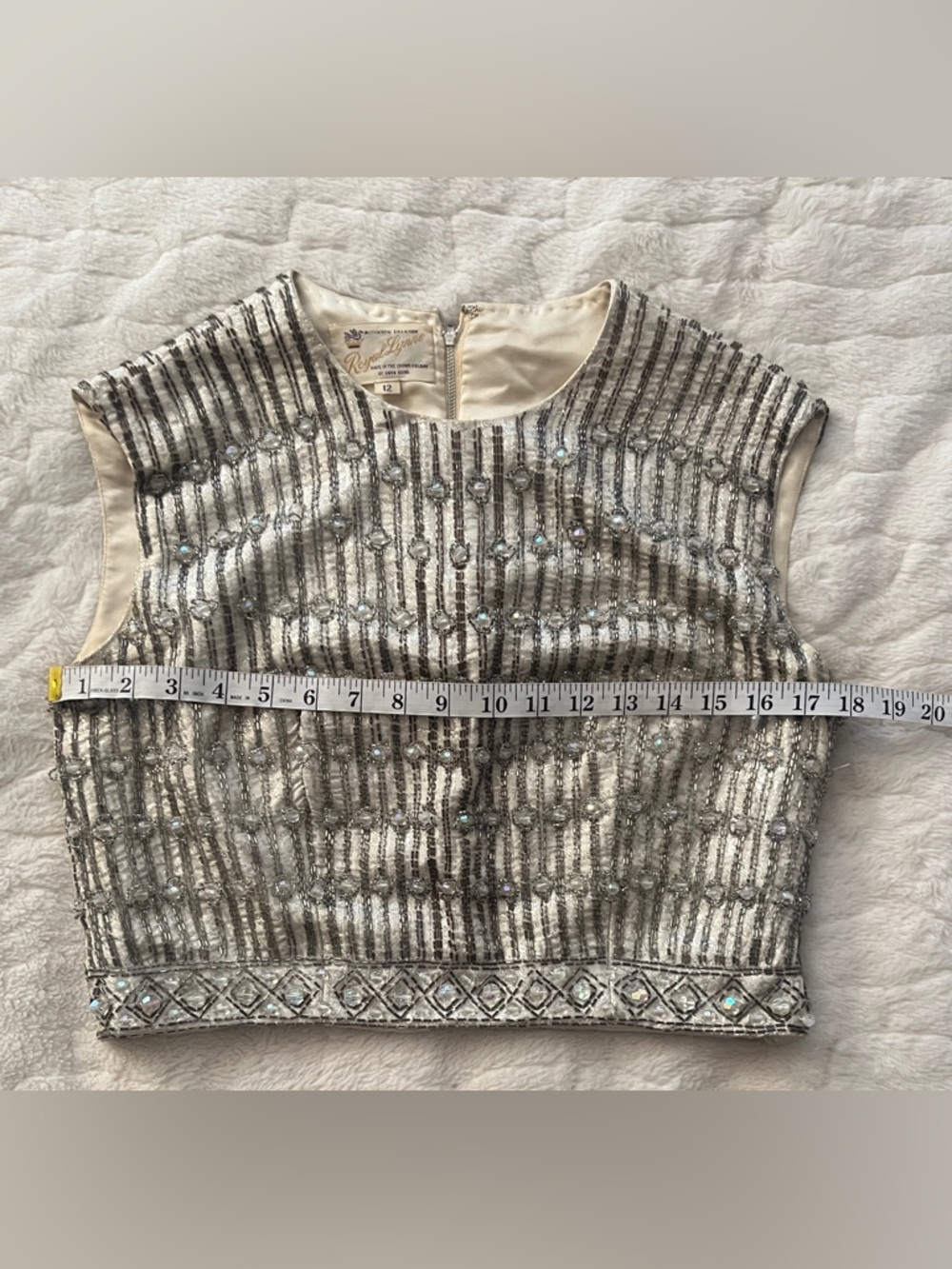 Rare Vintage 40-50’s embellished beaded crop top with faux diamond crystals.S - Picture 6 of 13